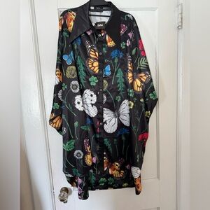 Dressed In LaLa Black Butterfly Print Satin Playsuit